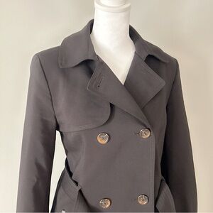 Express Double Breasted Black Trench Coat with Zip Pocket